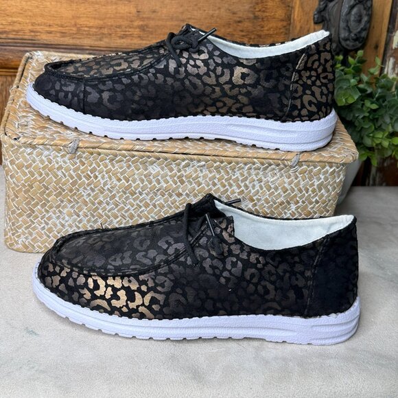 NEW Metallic Gold & Black Leopard Slip-On Shoes – EU 40 (Women’s 9) - Picture 5 of 8